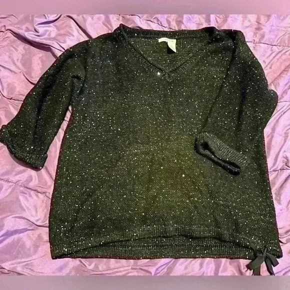 Black DKNY sweater glitter  knit size medium - Picture 1 of 4